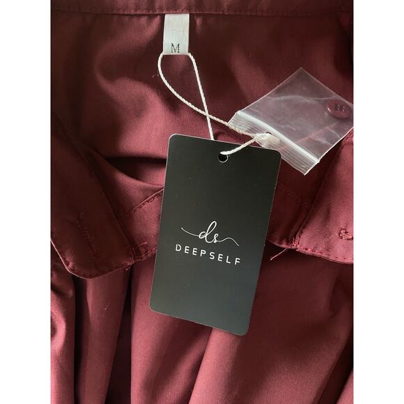 DEEP SELF Women Medium Collared Shirt Dress Casual Loose Button Down Short Dress - Picture 3 of 8